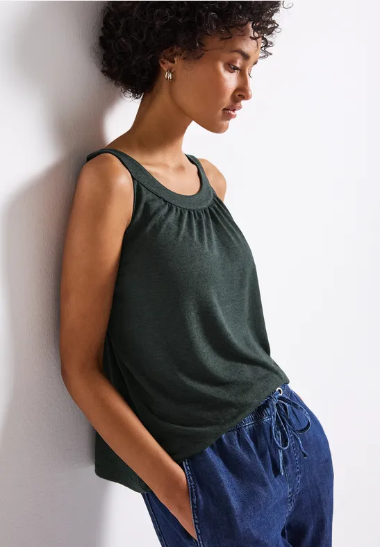 Thumbnail - Street One Frauen Leinen-Look Sommertop in Grün, Gr: 44