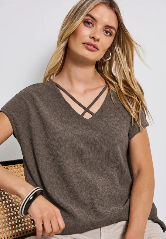 Thumbnail - Street One Frauen Shirt mit Bändern in Braun, Gr: 38