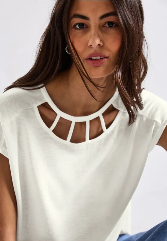 Street One Frauen Leinen-Look Shirt in Weiß, Gr: 34