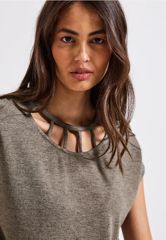 Street One Frauen Leinen-Look Shirt in Braun, Gr: 46