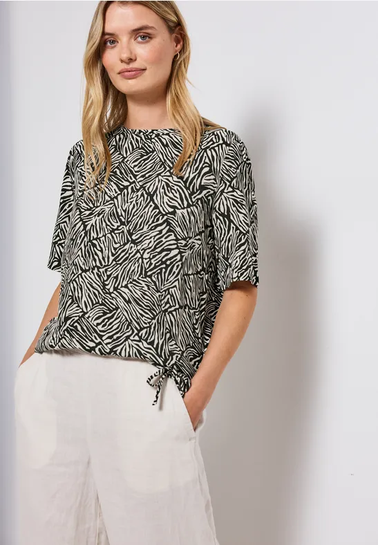 STREET ONE T-shirt met motief, met tunnelkoord