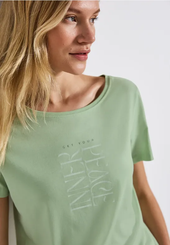 Street One Frauen T-Shirt mit Wording Print in Grün, Gr: 38