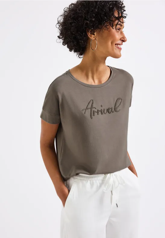 STREET ONE Shirttop met tekstborduursel