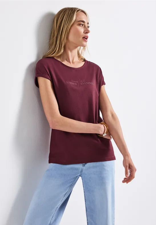 Thumbnail - Street One Frauen Basic Shirt mit Print in Rot, Gr: 46