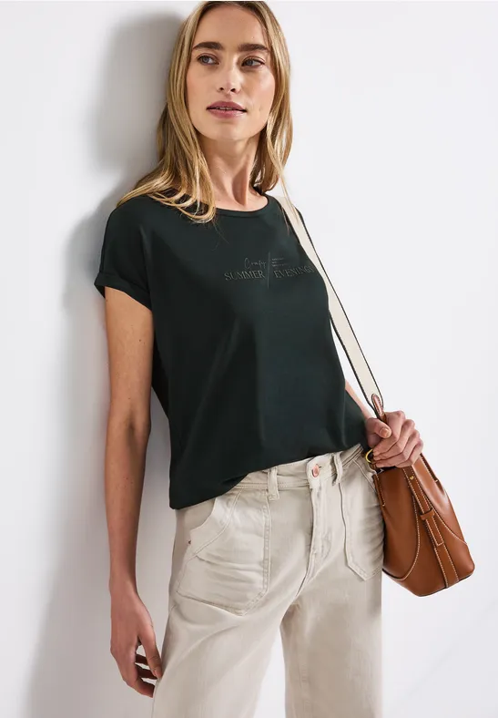 Thumbnail - Street One Frauen Basic Shirt mit Print in Grün, Gr: 40