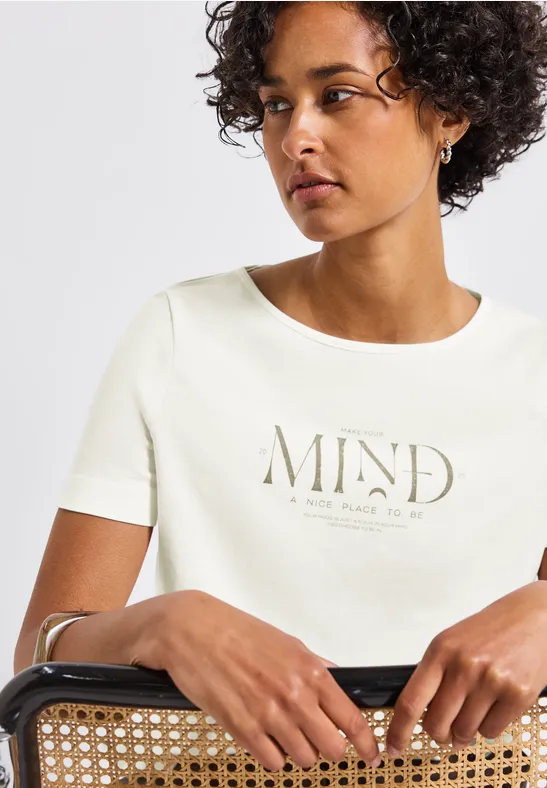 Thumbnail - Street One Frauen Basic Shirt mit Print in Weiß, Gr: 40