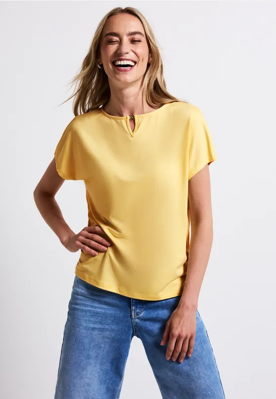Thumbnail - Street One Frauen Jersey-Shirt mit Cut-Out in Gelb, Gr: 38