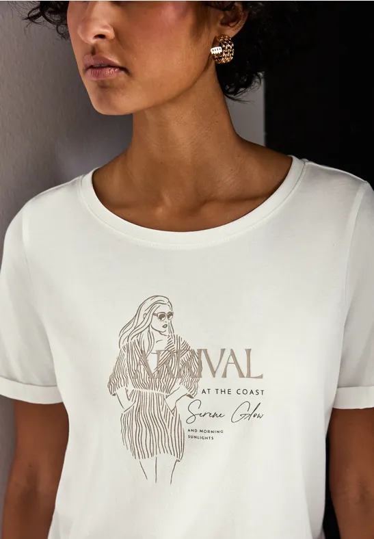 Thumbnail - Street One Frauen T-Shirt mit Print in Weiß, Gr: 40