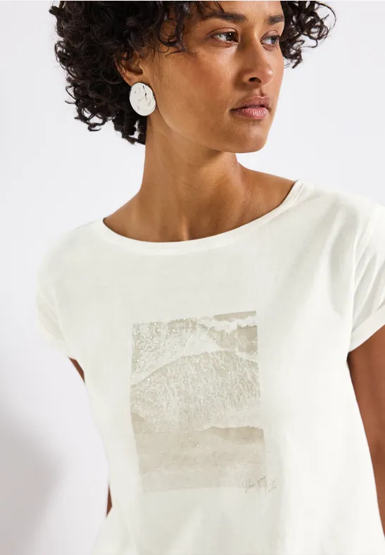 Thumbnail - Street One Frauen T-Shirt mit Fotoprint in Weiß, Gr: 40