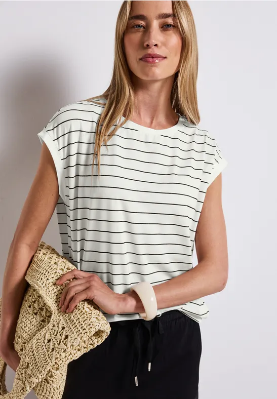 Thumbnail - Street One Frauen Gestreiftes Shirt in Weiß, Gr: 36