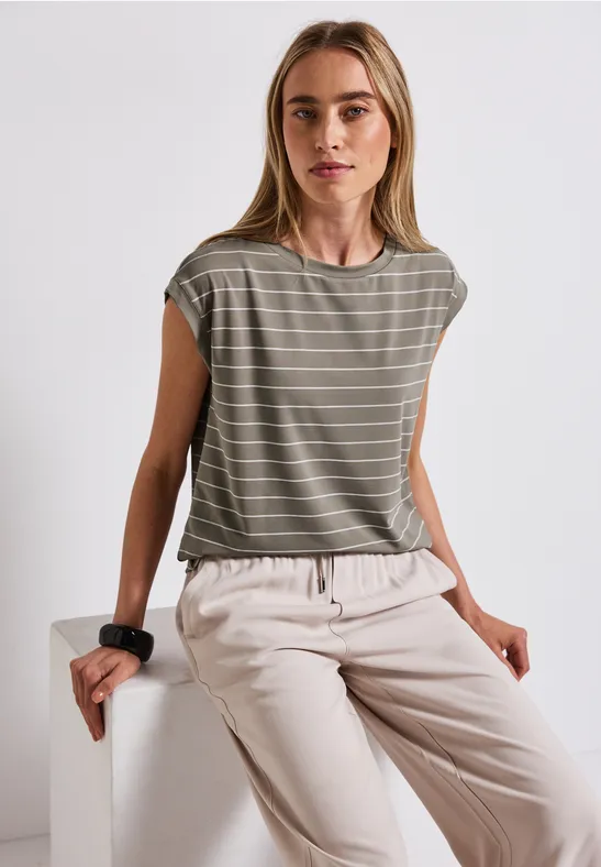 Thumbnail - Street One Frauen Gestreiftes Shirt in Braun, Gr: 40