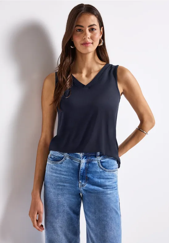 Thumbnail - Street One Frauen V-Neck Top in Blau, Gr: 36