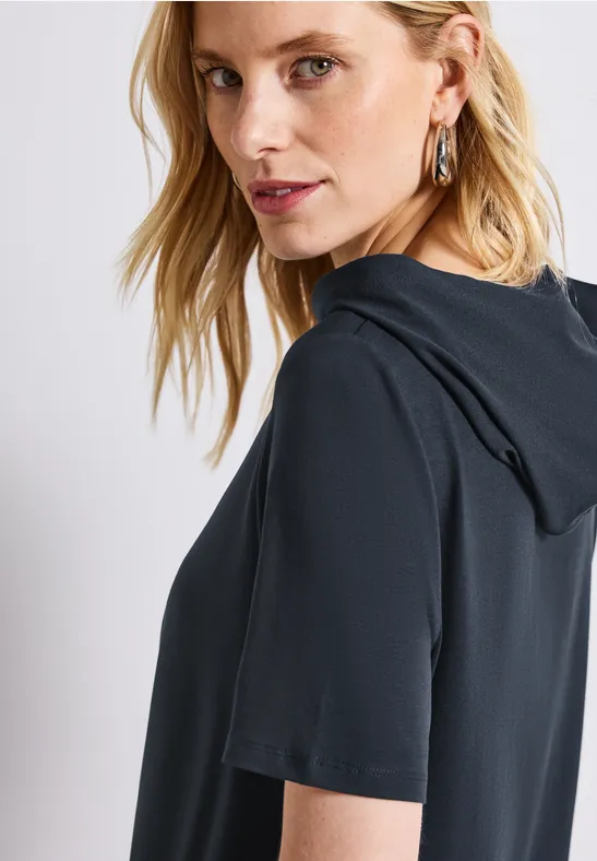 Thumbnail - Street One Frauen T-Shirt mit Kapuze in Blau, Gr: 38