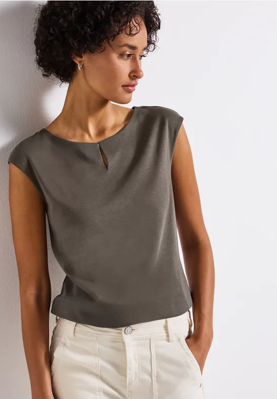 Street One Frauen Shirt mit Cut-Out in Braun, Gr: 42