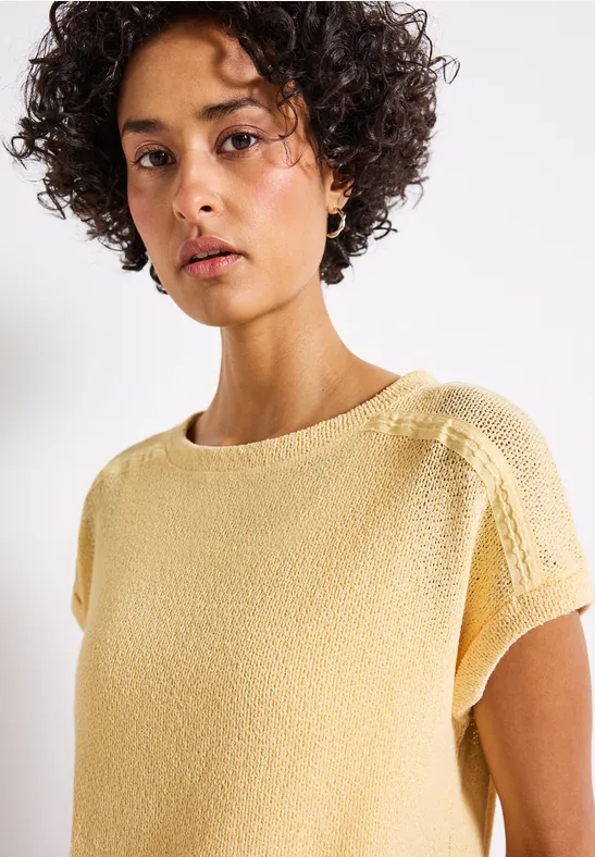 Thumbnail - Street One Frauen Strick-Look T-Shirt in Gelb, Gr: 36