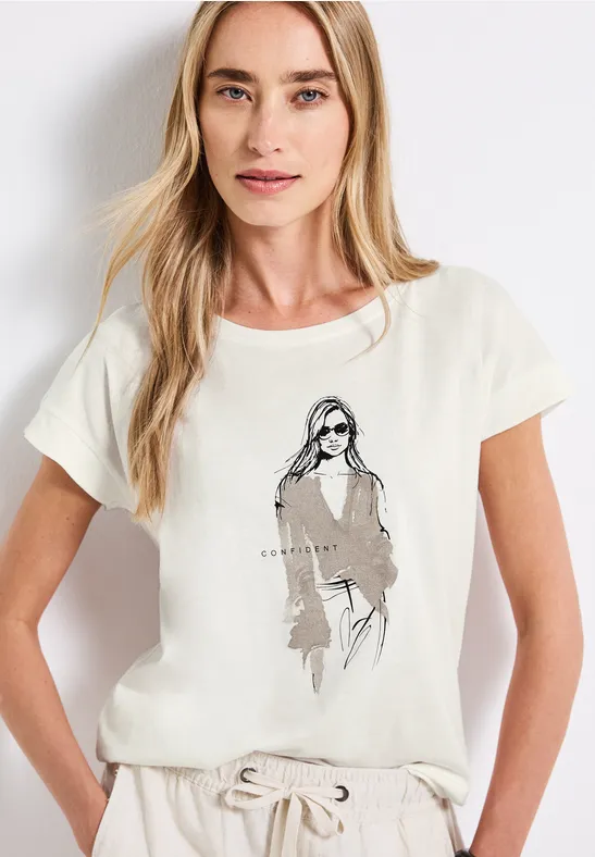 Thumbnail - Street One Frauen Shirt mit Print in Weiß, Gr: 36