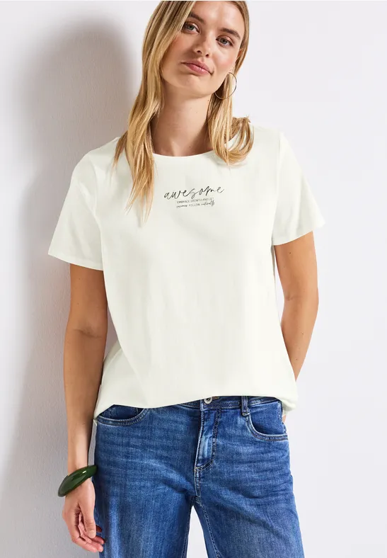 Thumbnail - Street One Frauen T-Shirt mit Print in Weiß, Gr: 34