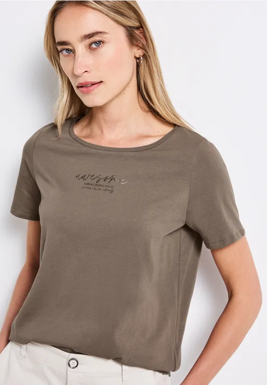 Street One Frauen T-Shirt mit Print in Braun, Gr: 36