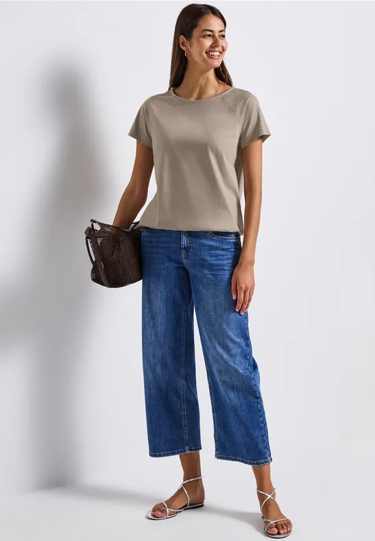 Thumbnail - Street One Frauen Shirt mit Schulterdetail in Beige, Gr: 34