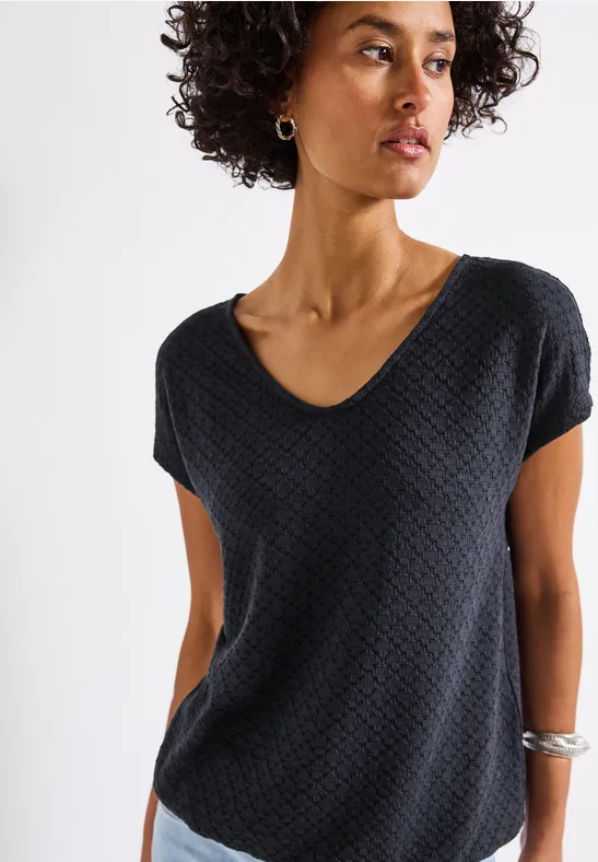 Thumbnail - Street One Frauen Spitzenshirt in Blau, Gr: 36