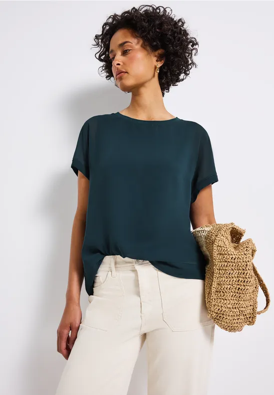 Thumbnail - Street One Frauen 2-in-1 Chiffon Shirt in Türkis, Gr: 36