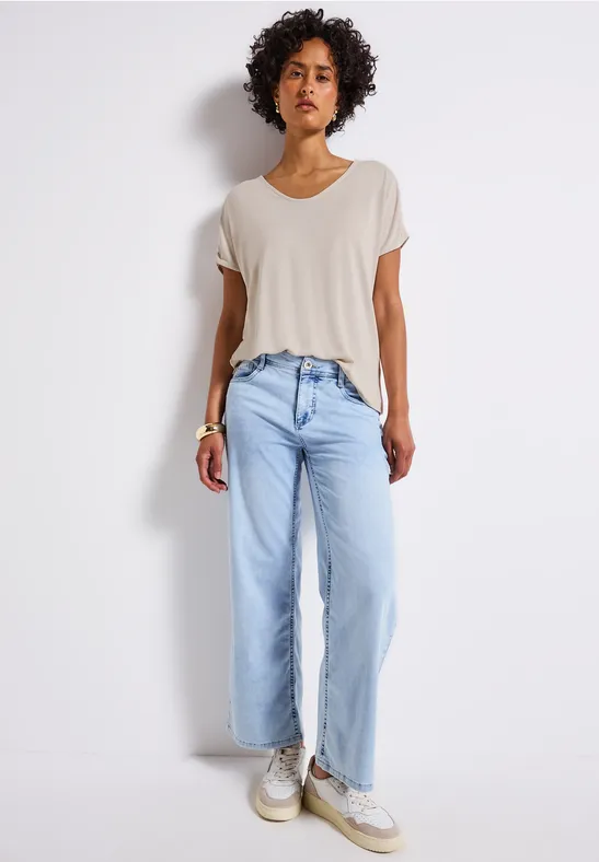Thumbnail - Street One Frauen Silk-Look Shirt mit Raffung in Beige, Gr: 36