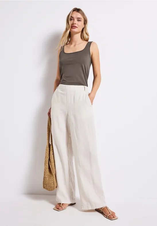 Thumbnail - Street One Frauen Basic Top mit Square Neck in Braun, Gr: 36