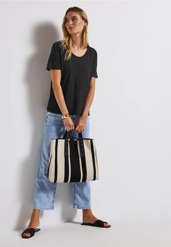 Thumbnail - Street One Frauen Basic T-Shirt in Schwarz, Gr: 46
