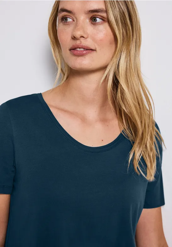 Thumbnail - Street One Frauen Basic T-Shirt in Türkis, Gr: 38