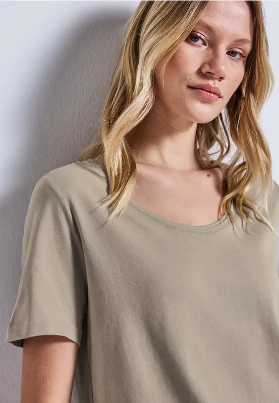 Thumbnail - Street One Frauen Basic T-Shirt in Beige, Gr: 34