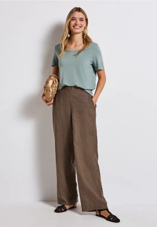 Thumbnail - Street One Frauen Basic T-Shirt in Blau, Gr: 36