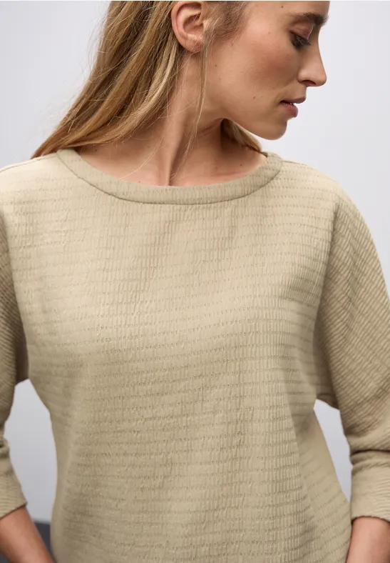 Thumbnail - Street One Frauen Glitzerndes Strukturshirt in Beige, Gr: 46