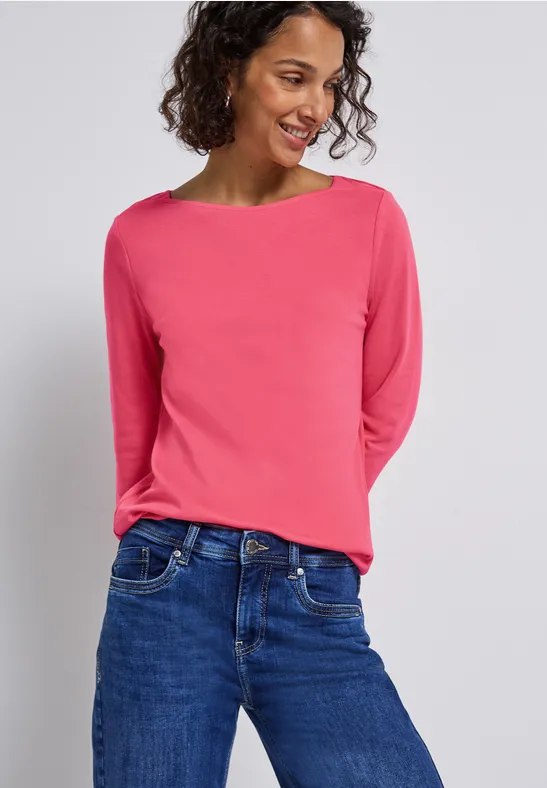 Thumbnail - Street One Frauen Basic U-Boot Shirt in Rosa, Gr: 38