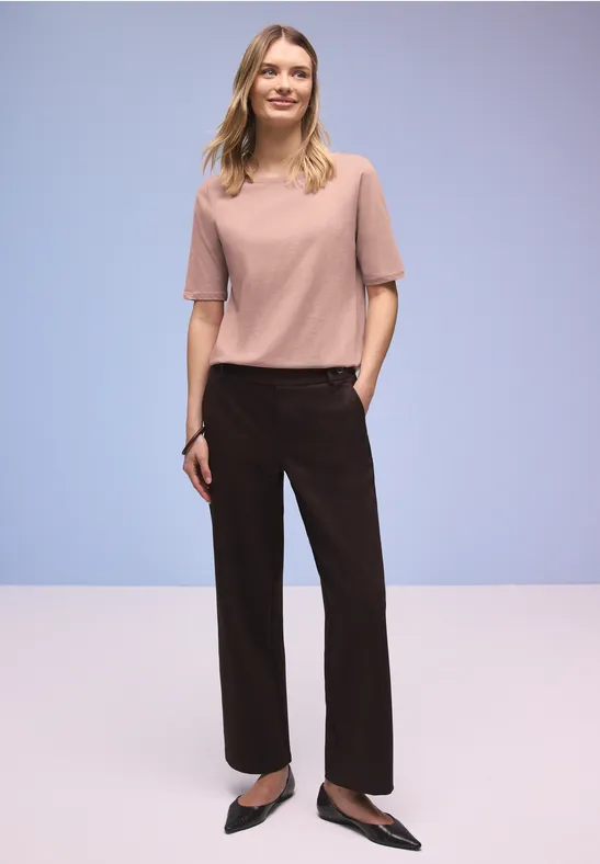 Street One Frauen Shirt mit U-Boot-Ausschnitt in Rosa, Gr: 34