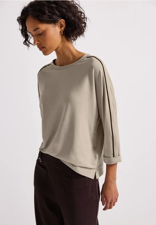 Thumbnail - Street One Frauen Shirt mit Gallonstreifen in Beige, Gr: 38