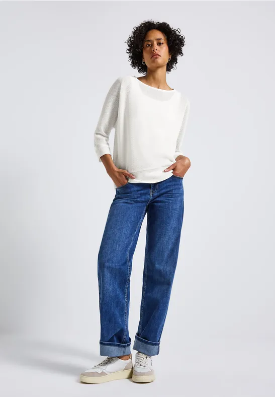 Thumbnail - Street One Frauen Strick-Look Shirt in Weiß, Gr: 44