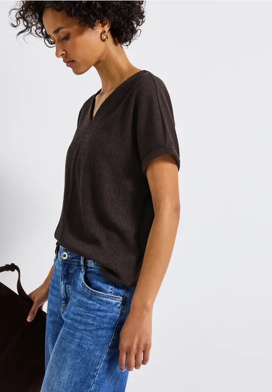 Thumbnail - Street One Frauen Strukturmix Shirt in Braun, Gr: 34