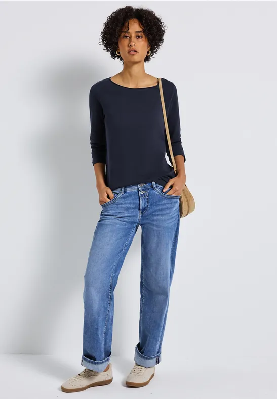 Thumbnail - Street One Frauen Shirt mit 3/4 Arm in Blau, Gr: 44