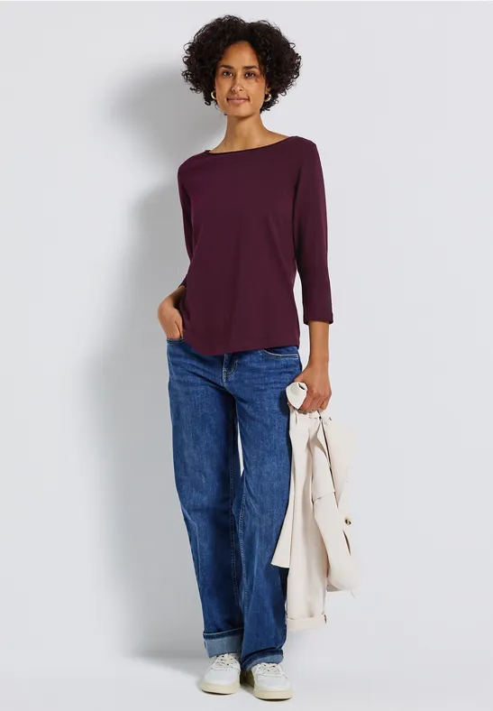 Thumbnail - Street One Frauen Shirt mit 3/4 Arm in Rot, Gr: 46