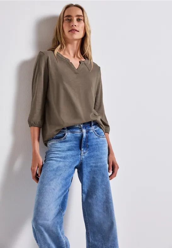 Thumbnail - Split Neck Jersey Shirt