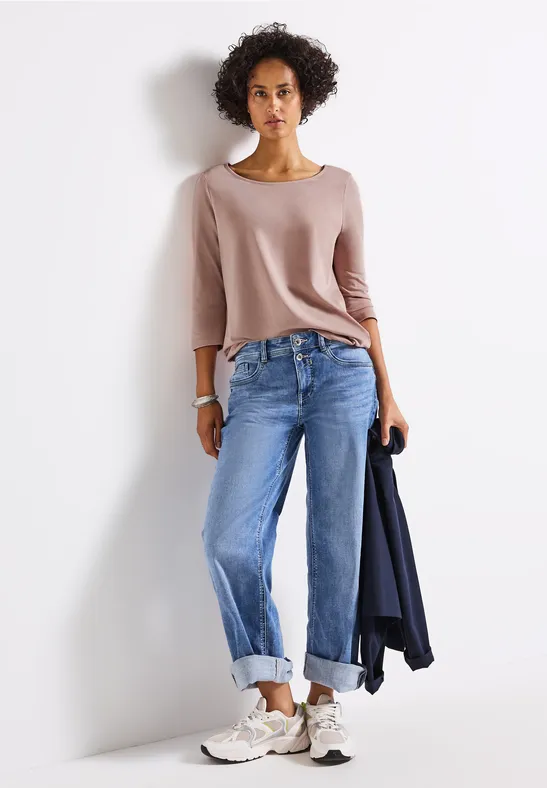 Thumbnail - Street One Frauen Shirt mit U-Boot-Ausschnitt in Rosa, Gr: 42
