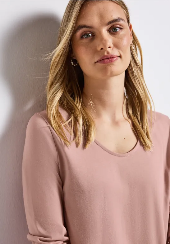 Thumbnail - Street One Frauen Langarmshirt in Unifarbe in Rosa, Gr: 34