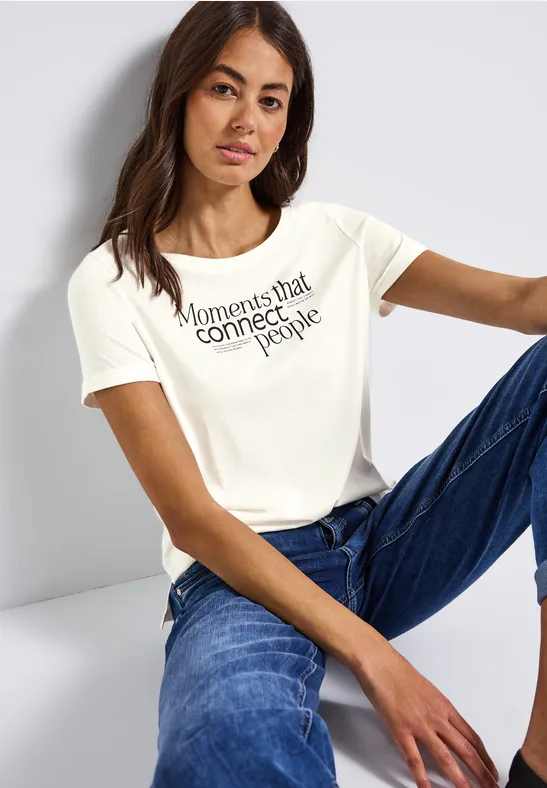 Thumbnail - Street One Frauen T-Shirt mit Frontprint in Weiß, Gr: 44