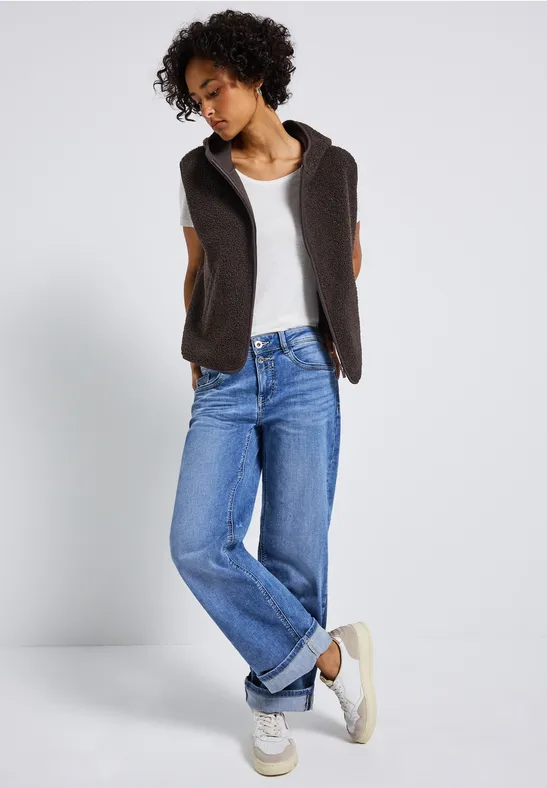 STREET ONE Mouwloos pluchen vest