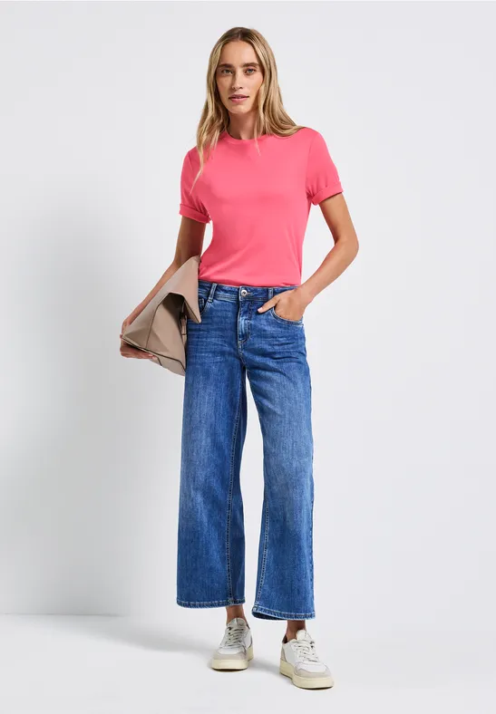 Thumbnail - Street One Frauen Basic Shirt mit Turtleneck in Rosa, Gr: 42