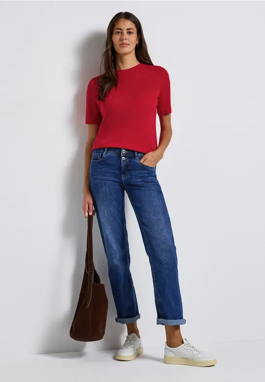 Thumbnail - Street One Frauen Basic Shirt mit Turtleneck in Rot, Gr: 42