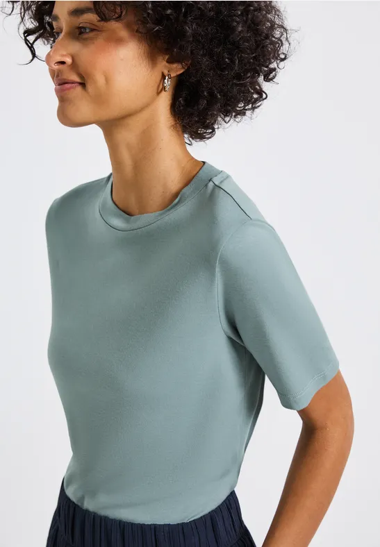 Thumbnail - Street One Frauen Basic Shirt mit Turtleneck in Blau, Gr: 36