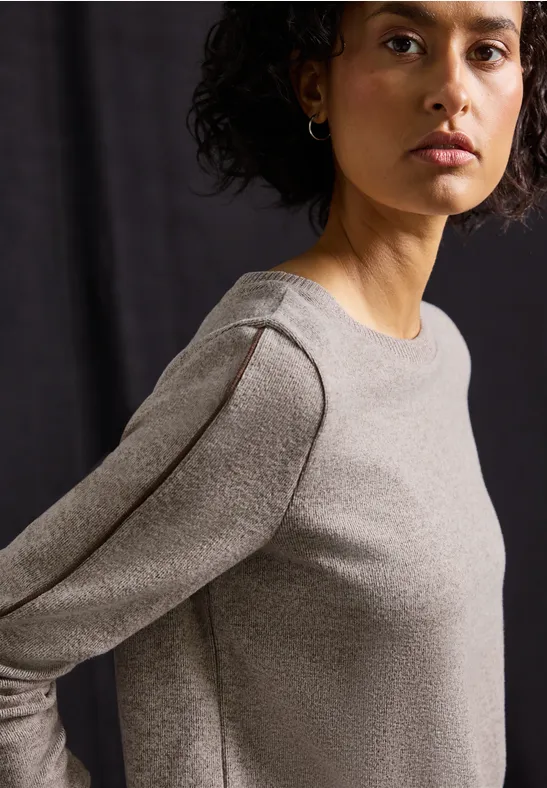 Thumbnail - Street One Frauen Shirt mit Tape Details in Braun, Gr: 40