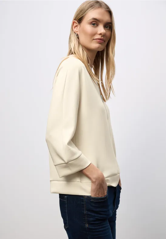 Thumbnail - Street One Frauen Silk-Look Shirt mit Zipper in Beige, Gr: 38