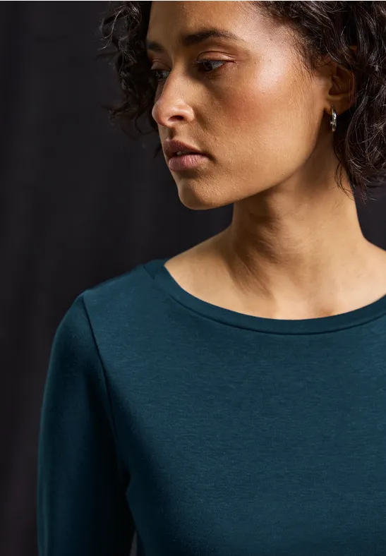 Thumbnail - Street One Frauen Basic Langarmshirt in Türkis, Gr: 34